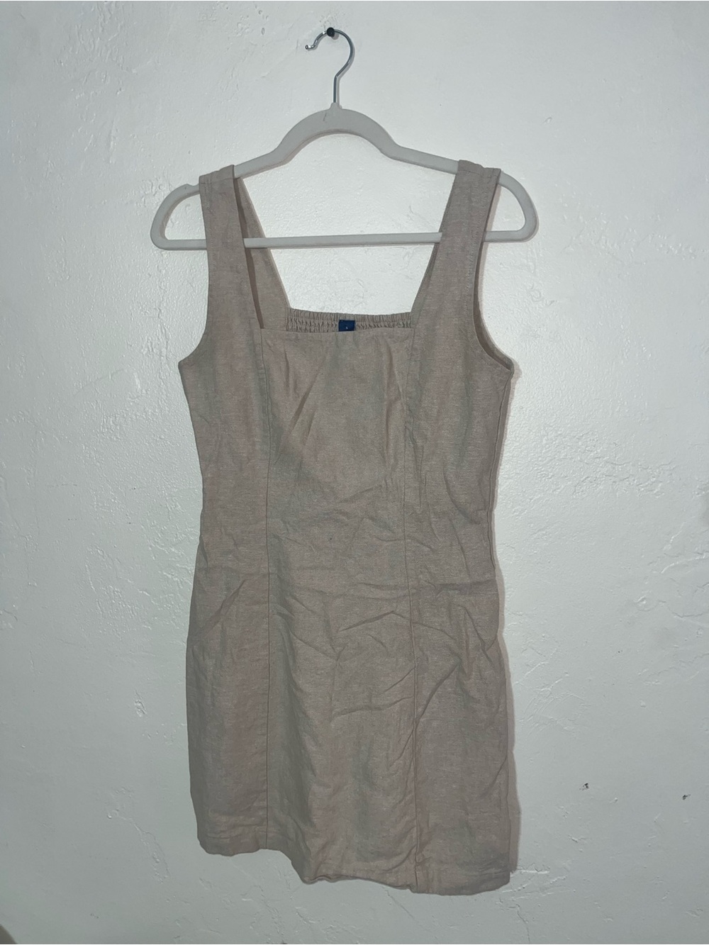 Old Navy Linen Blend Neutral Beige Sleeveless Square-Neck Mini Tank Dress Small